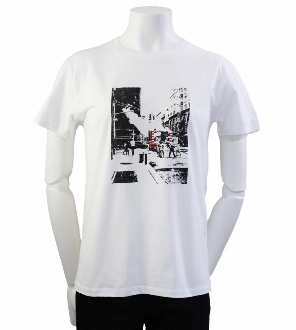 NY Street - Crossing Under Construction - White, Half-sleeved, Black x  Vermilion - Image 4