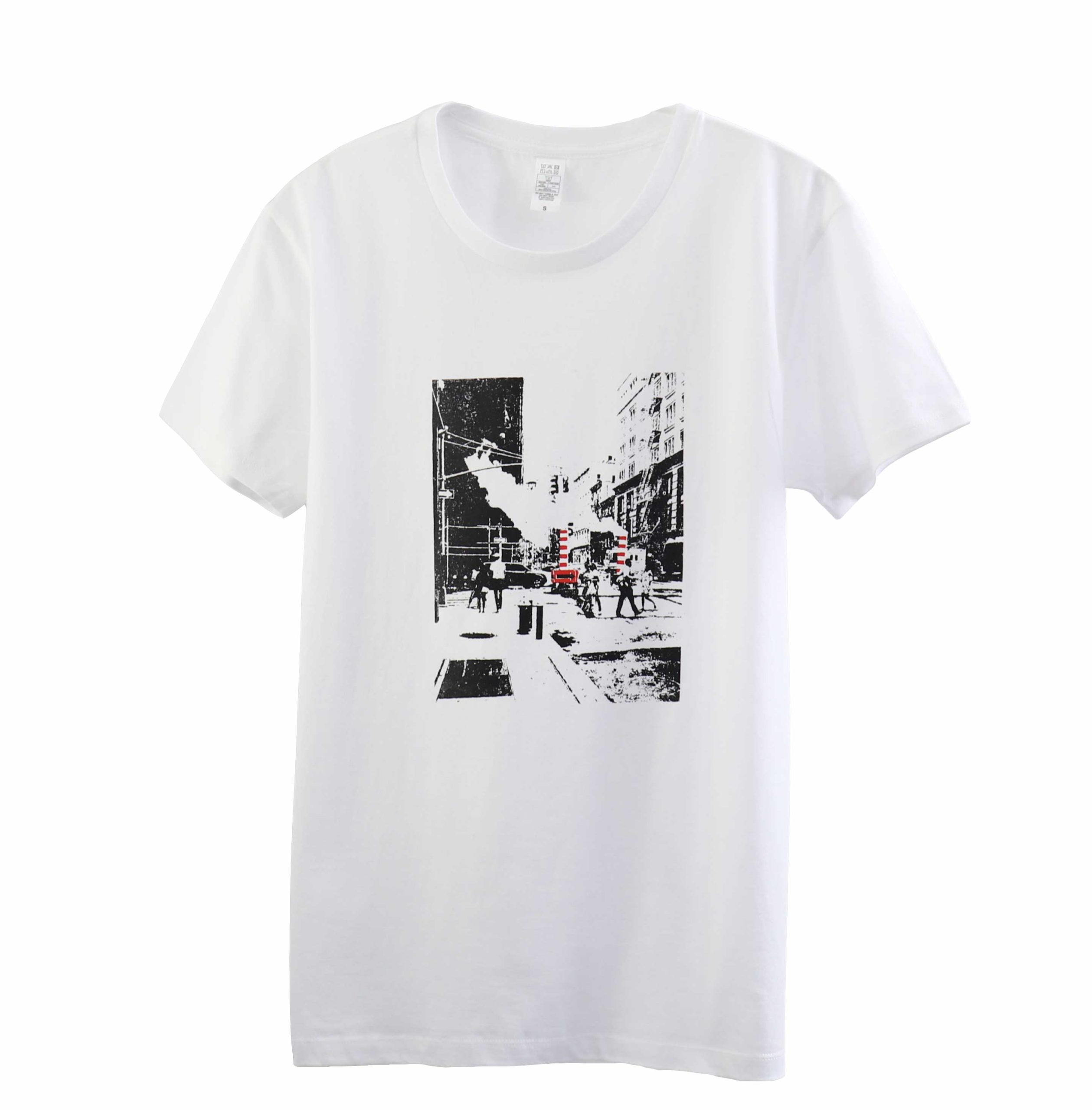 NY Street - Crossing Under Construction - White, Half-sleeved Tee