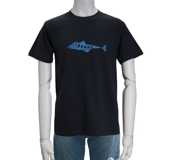 Fish of Triangles - Heavy Weight Navy T-shirt - Crew Neck - Image 4