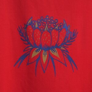 Exotic Flower - Red Crew Neck T-shirt - Half sleeved